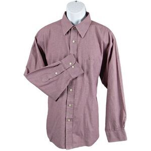 Chaps Dress Shirt Button Up Long Sleeve Red & White Check Wrinkle Free Size XL